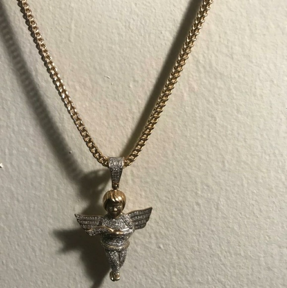 10 ct gold chain/14 ct gld diamond encrusted piece